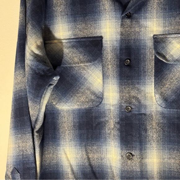 Pendleton Men’s Plaid Blue Wool Rider Shirt 100% Wool Size L - Picture 9 of 12